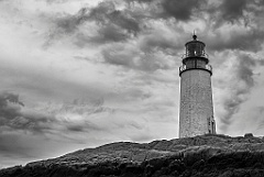 Storm Clouds Around Moose Peak Light in Maine -BW